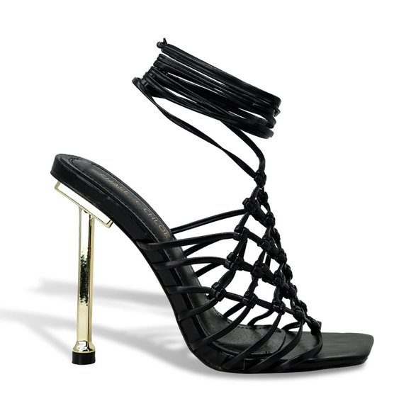 Chase + Chloe Shoes - Wrap Up Caged Woven Strap Heel